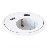 Powerdot 12 - 1 eluttag typ F, 1 USB-A laddare 12W, 1 data, vit